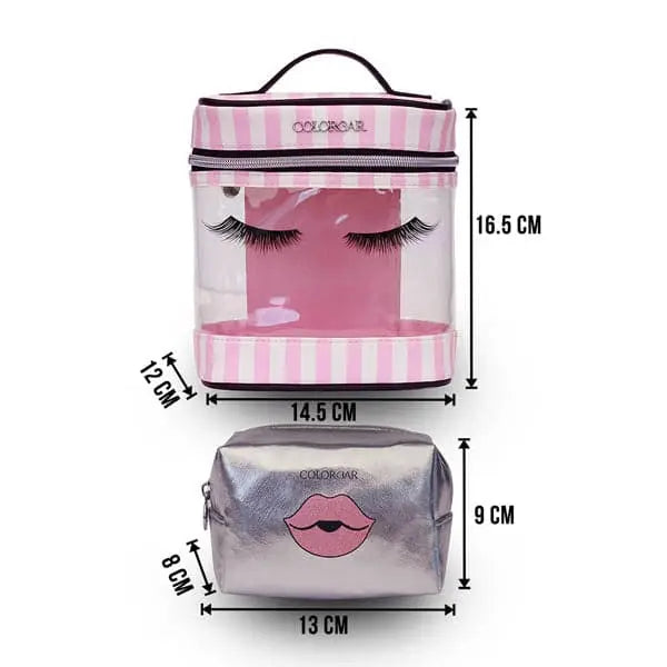 Lips & Lashes Pouch & Vanity (Set Of Two) - White + Blush Pink