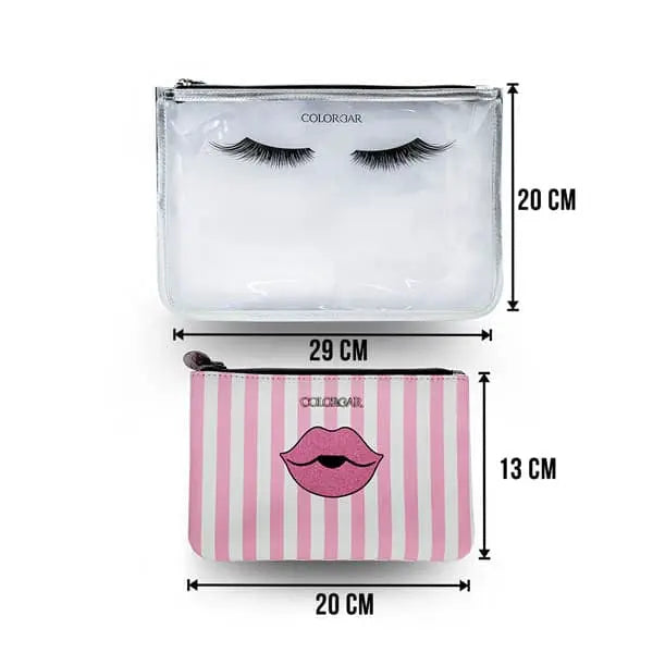 Lips & Lashes Flat Pouches(Set Of Two) - White+Blush Pink